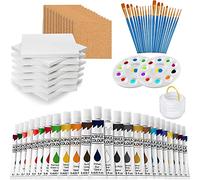 12 posavasos cuadrados de cerámica sin esmaltar para manualidades, posavasos de cerámica de 4 x 4 con 12 almohadillas de corcho autoadhesivas de 2 mm y juego de pintura acrílica de 24 colores, haz tus