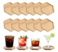 12 posavasos de madera, posavasos de bambú, posavasos de mosaico, cuencos vacíos para manualidades, vasos para plantas, vasos, velas, oraciones de spa, salón, decoración, suministros de mosaico