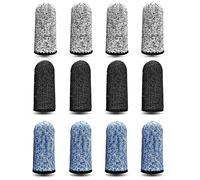 12 Protectores de Dedos Antideslizantes y Transpirables, Protección Resistente a Cortes para Trabajo y Cocina (Azul, Negro, Gris)