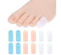 12 protectores de dedos de silicona, corrección de dedos en martillo con orificios de aire, solución cómoda contra ampollas, fricción y dolor, perfecto para tacones altos y deportes