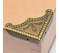 12 protectores de esquina de bronce vintage decorativos de metal para bordes de seguridad antiguos, soporte de ángulo recto retro con clavos para borde de muebles, caja de madera, caja de joyería de