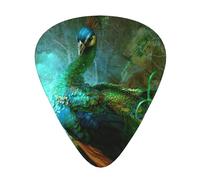 12 púas coloridas con estampado de pavo real con caja organizadora, 3 grosores diferentes, accesorios de guitarra (0.46 mm, 0.71 mm, 0.96 mm)