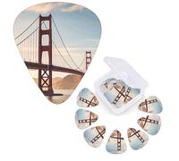 12 púas de guitarra, 3 púas de guitarra de diferentes grosores, púas de guitarra Golden Gate Bridge, púas de guitarra personalizadas, púas de bajo, púas de guitarra eléctrica con caja de