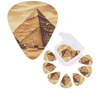 12 púas de guitarra, 3 púas de guitarra de diferentes grosores, púas de guitarra vintage de gran pirámide egipcia, púas personalizadas, púa de bajo, púa de guitarra eléctrica con caja de