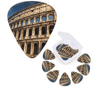 12 púas de guitarra con caja organizadora de almacenamiento, púa de bajo, arquitectura antigua, púas de guitarra personalizadas para guitarra acústica, guitarra eléctrica, bajo, ukelele