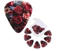12 púas de guitarra con caja organizadora de almacenamiento, púa de bajo, flores para el día de San Valentín, púas de guitarra personalizadas para guitarra acústica, guitarra eléctrica, bajo, ukelele
