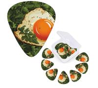 12 púas de guitarra con caja organizadora de almacenamiento, púa de bajo, hojas de perejil y huevos, púa de guitarra personalizada para guitarra acústica, guitarra eléctrica, bajo, ukelele