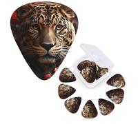 12 púas de guitarra con caja organizadora de almacenamiento, púa de bajo, rosa roja y tigre, púas de guitarra personalizadas para guitarra acústica, guitarra eléctrica, bajo, ukelele