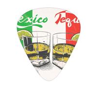 12 púas de guitarra con estampado de bandera de México y tequila con caja organizadora, 3 grosores diferentes, accesorios de guitarra (0.46 mm, 0.71 mm, 0.96 mm)