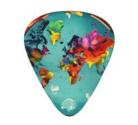 12 púas de guitarra con estampado de mapa del mundo, aptas para amantes de la música, 3 grosores diferentes: 0,46, 0,71 y 0,96 mm.