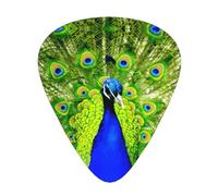 12 púas de guitarra con estampado de pavo real azul con caja organizadora, 3 grosores diferentes, accesorios de guitarra (0.46 mm, 0.71 mm, 0.96 mm)