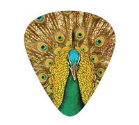12 púas de guitarra con estampado de pavo real con caja organizadora, 3 grosores diferentes, accesorios de guitarra (0.46 mm, 0.71 mm, 0.96 mm)