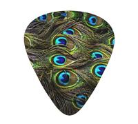 12 púas de guitarra con estampado de pavo real fresco con caja organizadora, 3 grosores diferentes, accesorios de guitarra (0.46 mm, 0.71 mm, 0.96 mm)