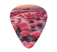 12 púas de guitarra finas, medianas y pesadas, rosas junto al mar, resistentes al desgaste, adecuadas para guitarra, bajo, guitarra eléctrica, ukelele,