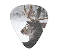 12 púas para guitarra, ciervo mirando a través de la nieve, 3 grosores diferentes, triángulo clásico, para guitarra acústica, guitarra eléctrica, bajo