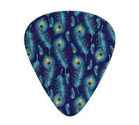 12 púas para guitarra con estampado de plumas de pavo real con caja organizadora, 3 grosores diferentes, accesorios de guitarra (0.46 mm, 0.71 mm, 0.96 mm)