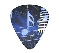 12 púas para guitarra, micrófono con notas musicales, 3 grosores diferentes, para guitarra acústica, guitarra eléctrica, bajo