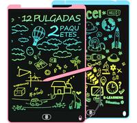 12 Pulgadas 2 Packs Tableta Escritura LCD, Electight Tablet Escritura Pantalla Colorido Infantil, Juguetes Educativo Niños con Borrable y Bloqueo Función, para el Hogar, Escuela, Azul, Rosa