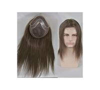 12 pulgadas de pelo humano largo para hombres, 10 x 8 pulgadas tamaño base, 130 densidad, sistema de reemplazo de cabello para hombres con cabello lacio Parrucca (marrón oscuro)