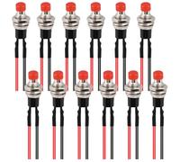 12 pulsadores de 12 V, 7 mm, precableado, mini pulsador momentáneo, 3 A, 220 V, SPST de 2 pines, interruptor de botón presoldado, botón plano redondo, pulsador para aficionados al ferrocarril