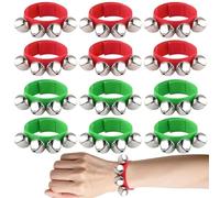 12 Pulseras con cascabeles PLULON, Instrumentos de percusión, Bandas navideñas, cascabeles para Tobillos, Juguetes Musicales rítmicos, decoración para Fiestas navideñas