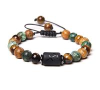 12 pulseras de constelación para parejas, trenzado negro, ajustable, pulsera de cuentas de piedra de ojo de tigre natural, pulsera para hombres, Sagitario