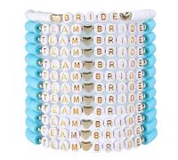 12 pulseras de novia de equipo, pulsera de dama de honor de cerámica suave, kit de pulseras de arcilla, 1 novia y 11 dama de honor para despedida de soltera, boda, accesorios de despedida de soltera