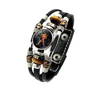 12 Pulseras Del Zodiaco - Pulseras Luminosas De 12 Constelaciones Para Mujer Moda Signo Del Zodiaco Encantos Cáncer Géminis Leo Pulsera De Cuero Negro Regalos De Cumpleaños, Acuario, 17.5 / 20Cmcm