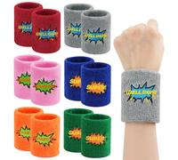 12 pulseras deportivas, coloridas bandas para el sudor para hombres y mujeres, bandas de sudor de rizo transpirables, bandas gruesas de algodón para baloncesto, fútbol, tenis, deportes y fiestas
