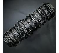 12 pulseras en negro y marrón, ideales para hombres y mujeres para usar todo el año. Estilo , tamaño ajustable y extensible. Es regalo para familiares y , así como una sorpresa para varios festivales.