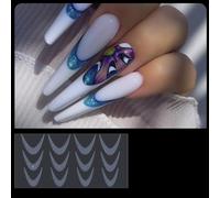 12 Puntas/hoja De Forma Uñas Pegatina Francesa Cubierta Postizas Guía Dibujo Línea Francesa Pegatinas Accesorio Extensión Para Geles Constructores Pegatinas