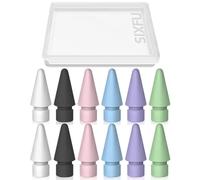 12 puntas para punta de lápiz Apple, puntas de lápiz Apple compatibles con iPad con funda para Apple Pencil Pro/USB-C/1ª generación/2ª generación (blanco, negro, rosa, azul, morado, verde)