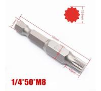 12 puntos para broca de destornillador Torx, 50 mm de longitud con vástago hexagonal magnético de 6 35 mm, compatible con varios tamaños (M8)