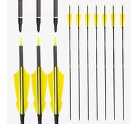 12 pz Amarillas Barbed Plumas Flechas de Caza ID 6,2 mm Spine 300 Flecha de Carbono-Puro, para Tiro con Arco
