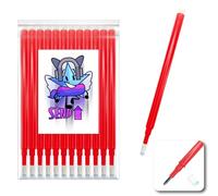 12 recambios BLU Pilot Friction compatible XXL para bolígrafo de gel borrable punta 0,7. Stick para escritura escolar, sobre tela y piel termoborrable (rojo)