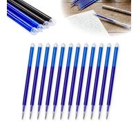 12 Recambios bolígrafo borrable azul, compatibles con Pilot FriXion Ball, Clicker y Eberhard Faber Animal Erase It, punta 0,7 mm, tinta gel suave, recambio borrable, perfectas para escuela y oficina