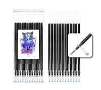 12 Recambios XXL Bolígrafo Gel Borrable - Compatibles con Legami - Punta 0,5mm - Con 2cm Más de Tinta - Para Escuela, Marcado Preciso sobre Tela y Piel - Termoborrables de Larga Duración (Negro)