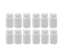 12 recipientes redondos de plástico para píldoras, tabletas de medicina, soporte de almacenamiento de cápsulas, dispensador de píldoras, organizador de cebos (blanco) (100 ml)
