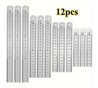 12 reglas de acero inoxidable de cara de 4 pulgadas, 6 pulgadas y 8 pulgadas, 12 pulgadas, 3 unidades de tamaño