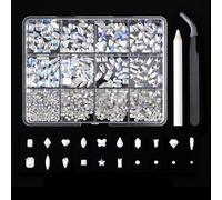 12 Rejillas de Uñas con Forma Especial Diamantes de imitación Diferentes Estilos Colgantes de Uñas Parte posterior plana Diamantes de imitación Cristales