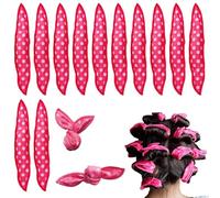 12 rizadores de cabello rosas sin calor, rodillos de esponja, formadores de ondas para cabello largo y corto, rizadores para dormir en rizos - Herramientas de cabello retro de lunares para bricolaje