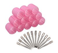 12 rodillos de pelo autoadherentes con clips de pico de pato de acero inoxidable para volumen, ondas grandes, rizos hinchables, peinados estilo salón, todo tipo de herramientas físicas