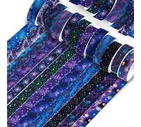 12 rollos Galaxy DIY decorativo Washi Masking Tape Estética Washi Tap Starry Sky Artesanía Scrapbooking Tape Universe Vintage Japonesa Cinta Adhesiva para Diario Embalaje Planificador Regalo