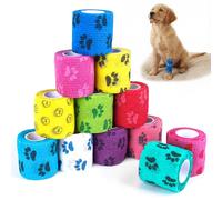 12 Rollos Vendas Autoadhesivas Elásticas, Vendas Cohesivas, Vendas Elásticas Autoadhesivas para Perros, Caballos y Otros Animales - Ideal para el Cuidado de Articulaciones, Tobillos y Más, 5cm x 4.5m