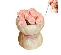 12 Rose-Shaped Fruit Forks Set with Ceramic Vase,Elegant Tableware for Kitchen,Party,Dining & Home Decor (white)