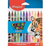 MAPED: Color'Peps Animals - set de rotuladores lavables, 12 unidades