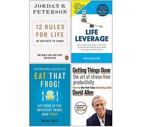 12 Rules for Life, Life Leverage, Eat That Frog, Getting Things Done 4 Books Collection Set