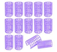 12 rulos de plástico, juego de rodillos rizadores autoadherentes, rizos grandes 36 mm, para pelo largo, mediano y corto, peluquero (morado)