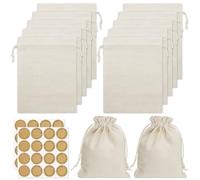 12 saquitos de algodón de 15 x 20 cm, bolsas de tela pequeñas con cordón, bolsas para rellenar, pintar, manualidades, calendario de Adviento, bolsas de Navidad, bodas, bolsas de regalo