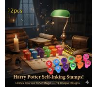 12 sellos de Harry Potter, sellos autoentintados de dibujos animados - Sellos temáticos de para recuerdos de , manualidades de papelería, suministros de papelería, , Navidad, Halloween, regalos de
